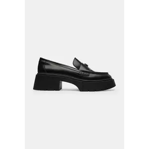 Coach mocasini de piele Leah Platform Leather Loafer culoarea negru, cu platformă, CZ382 imagine