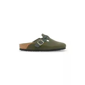 Birkenstock papuci din piele Boston Braided culoarea verde, 1030599 imagine