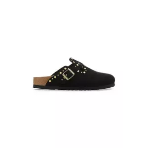 Birkenstock papuci din piele Boston Rivet culoarea negru, 1030491 imagine