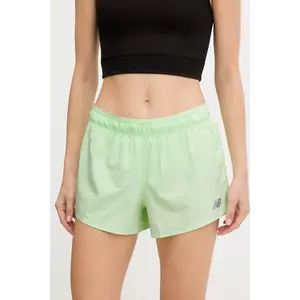 New Balance pantaloni scurți de antrenament culoarea verde, uni, high waist, WS41286MEW imagine