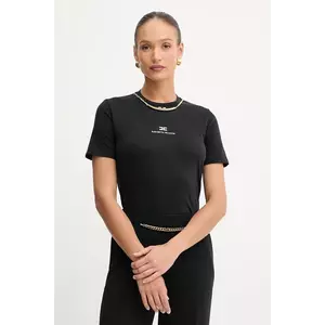 Elisabetta Franchi tricou din bumbac culoarea negru, MA02856E2 imagine