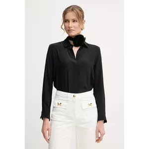 Marella cămașă din amestec de mătase INACO femei, culoarea negru, cu guler clasic, regular, 2513111161200 imagine