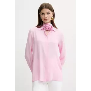 Marella cămașă din amestec de mătase INACO femei, culoarea roz, cu guler clasic, regular, 2513111161200 imagine