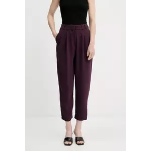 Answear Lab pantaloni culoarea violet, fason chinos, high waist imagine