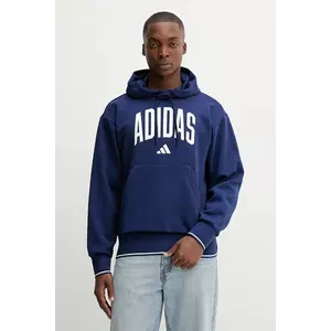 adidas bluză Collegiate culoarea bleumarin, cu glugă, cu imprimeu, KC3874 imagine