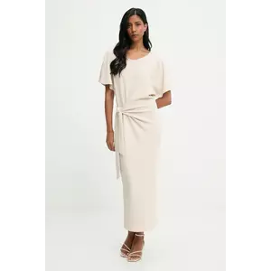 Answear.LAB rochie culoarea bej, maxi, evazati imagine