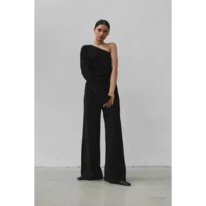 MUUV. pantaloni de trening din amestec de lână SURI culoarea femeilor negru neted imagine
