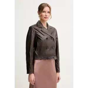 Weekend Max Mara geacă de piele culoarea maro, de tranziție, 2515441021600 imagine