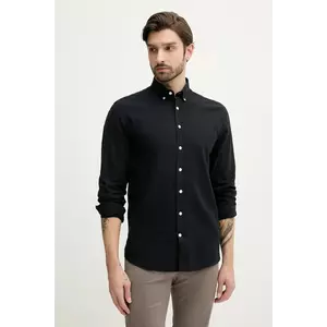 Lindbergh cămașă de in bărbați, culoarea negru, cu guler button-down, relaxed, 30-203344B imagine