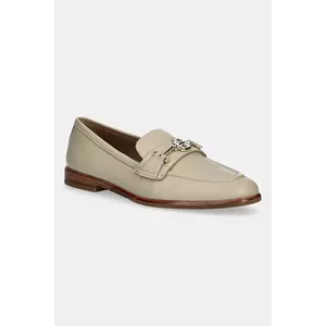 BOSS mocasini de piele Helyan culoarea bej, cu toc plat, 50548788 imagine