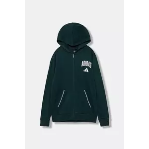 adidas bluză copii culoarea verde, cu glugă, cu imprimeu, JW2389 imagine