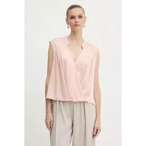 BOSS bluză de mătase culoarea violet, uni, 50548238 imagine