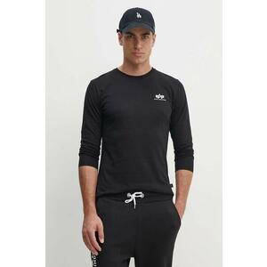 Alpha Industries longsleeve din bumbac Basic LS Small Logo culoarea negru, cu imprimeu 198517.03-black imagine