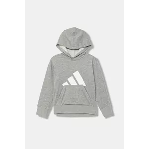 adidas bluză copii culoarea gri, cu glugă, cu imprimeu, JV9900 imagine