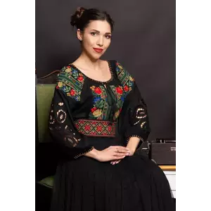 Brau traditional dama Matilda cu broderie in romb imagine