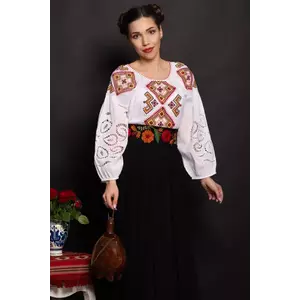 Brau dama traditional Mioara cu flori brodate imagine
