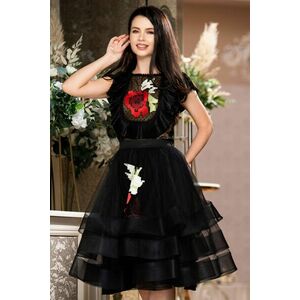 Bluza eleganta Effect din tulle cu buline si broderie florala imagine