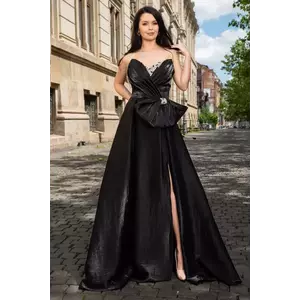Rochie de seara pretioasa din organza Carlota cu funda maxi si strassuri imagine