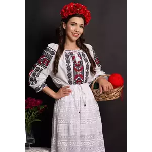 Ie dama alba din bumbac Angelita cu broderie traditionala imagine