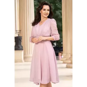 Rochie de ocazie midi roz in clos Romina cu fir lurex imagine