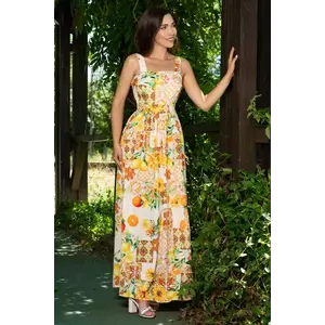 Rochie de vara lunga cu imprimeu tropical imagine