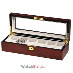 Cutie depozitare Rothenschild RS-1087-6C 34.5 x 8.5 x 17.5 pentru 6 ceasuri Maro imagine