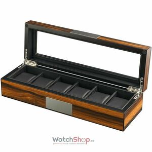 Cutie depozitare Rothenschild RS-2377-6EB 36.8 x 8.5 x 12 pentru 6 ceasuri, Maro imagine