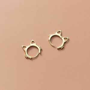 Cercei din argint Golden Rounded Cat Ears imagine