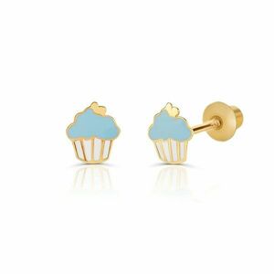 Cercei din aur 14K pentru copii Blue Cupcakes imagine