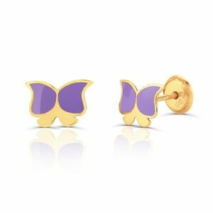 Cercei din aur 14K pentru copii Purple Butterflies imagine