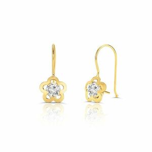Cercei din aur 14K pentru copii Flower Hooks and Crystal imagine