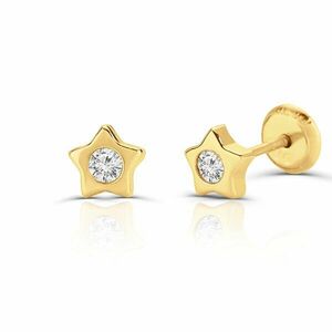 Cercei din aur 14K pentru copii Small Stars and Crystal imagine