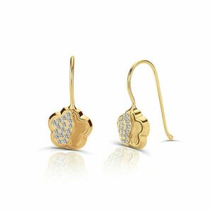 Cercei din aur 14K pentru copii tortite Delicate Flower and Crystals imagine