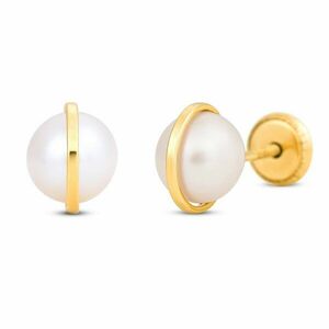 Cercei din aur 14K Saturn and Pearls imagine