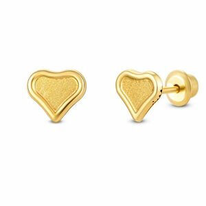 Cercei din aur 14K Contoured Heart imagine