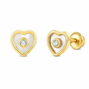 Cercei din aur 14K Central Stud Heart imagine