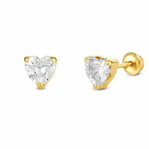 Cercei din aur 14K Classic Crystal Hearts imagine