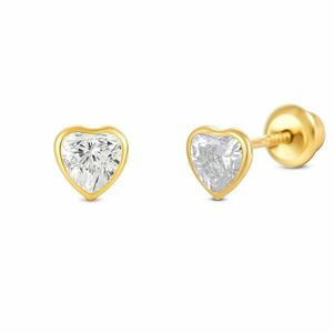 Cercei din aur 14K Small Crystal Hearts imagine