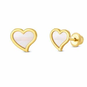 Cercei din aur 14K Pearled Cartoon Hearts imagine