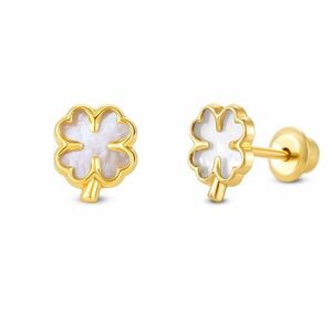 Cercei din aur 14K Mother of Pearl Clover imagine