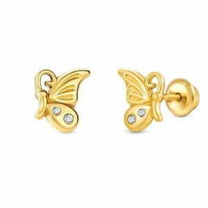 Cercei din aur 14K Half Studded Butterfly imagine