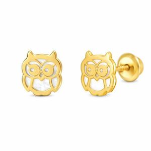 Cercei din aur 14K Cute Owl imagine