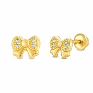 Cercei din aur 14K Studded Bow imagine