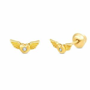 Cercei din aur 14K Winged Hearts imagine