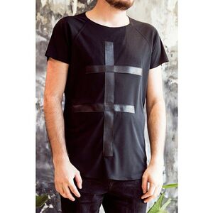 Tricou cu garnituri de piele imagine