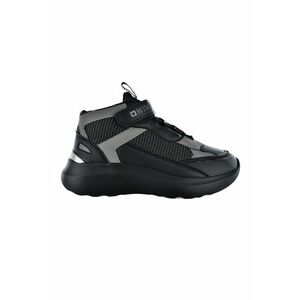 Pantofi sport din piele ecologica cu talpa wedge si segment cu inchidere velcro imagine