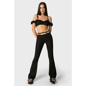 Pantaloni evazati din amestec de in cu talie inalta imagine