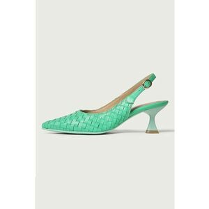 Pantofi din piele cu varf ascutit si aspect tesut Frances imagine