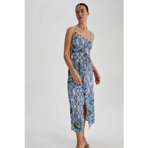 Rochie midi cu model si slit lateral imagine