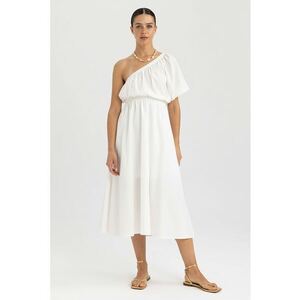 Rochie midi cu decolteu pe un umar imagine